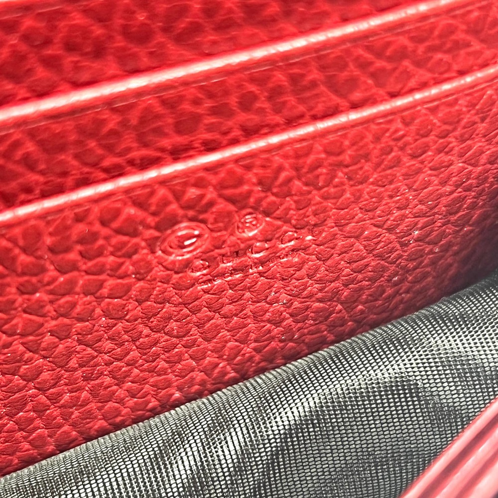 💛SOLD🖤 Red Gucci GG Interlocking Pebbled Leather Wallet On Chain - Picture 11 of 12